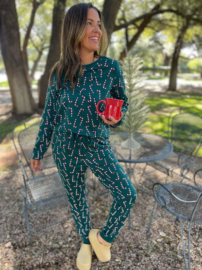 Hazel Blues® |  PREORDER: Candy Cane Pajama Pants Set