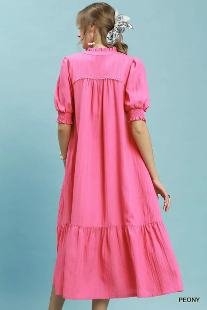Hazel Blues® |  Umgee Textured Puff Sleeve Midi Dress