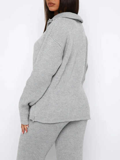Hazel Blues® |  Quarter Zip Long Sleeve Top and Pants Set