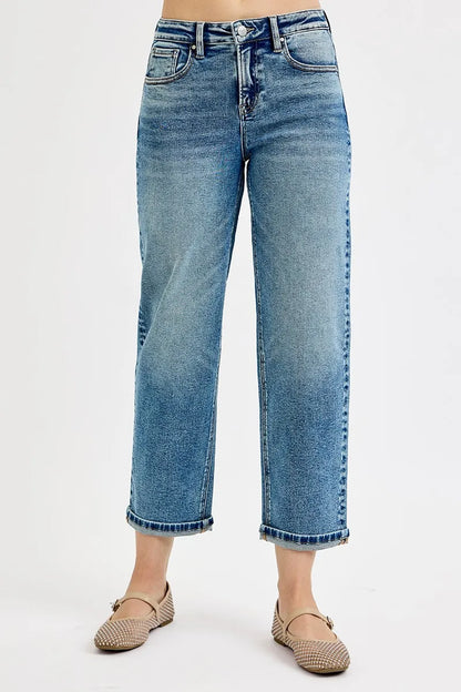 Hazel Blues® | RISEN High Rise Crop Boyfriend Jeans