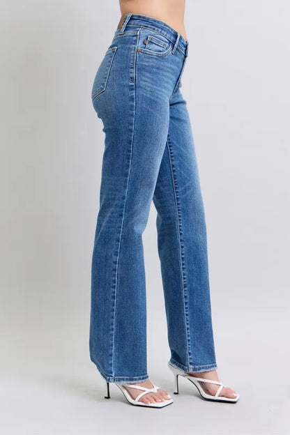 Hazel Blues® | Judy Blue High Waist V-Front Vintage Wash Straight Jeans