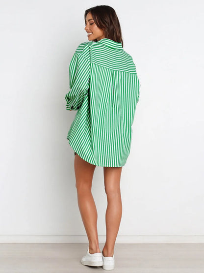Hazel Blues® |  Striped Dropped Shoulder Shirt and Shorts Set