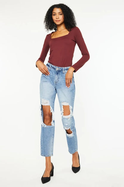 Hazel Blues® |  Kancan High Rise Distressed Boyfriend Jeans
