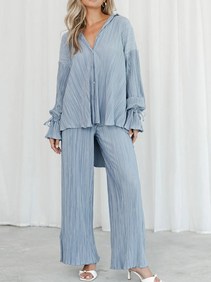 Hazel Blues® |  Button Up Long Sleeve Top and Pants Set