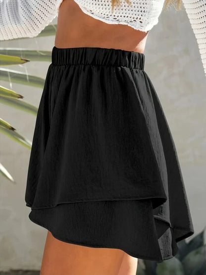 Hazel Blues® |  High-Waisted Elastic Waistband Layered Shorts