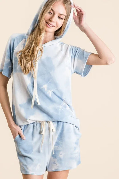 Hazel Blues® |  BiBi Tie Dye French Terry Hoodie Top and Bottom Set