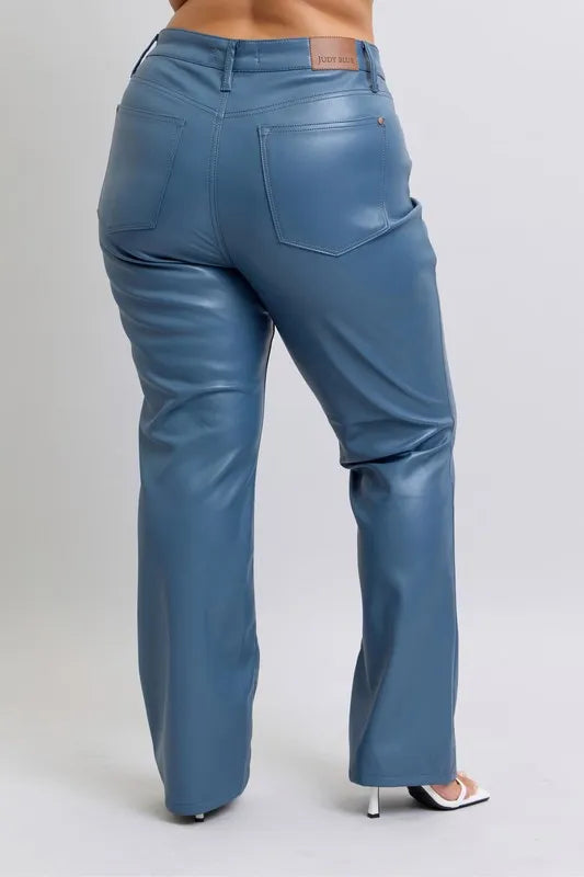 Hazel Blues® | Judy Blue High Waist Tummy Control Faux Leather Bootcut Pants