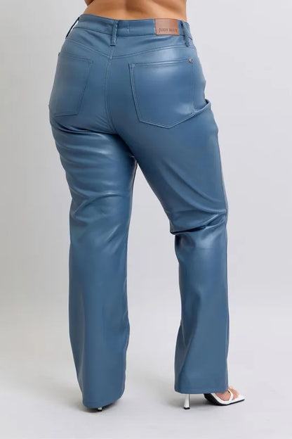 Hazel Blues® | Judy Blue High Waist Tummy Control Faux Leather Bootcut Pants