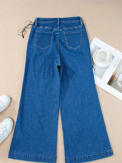 Hazel Blues® |  Seam Detail Flared Bottom Ankle Length Jeans