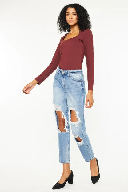 Hazel Blues® |  Kancan High Rise Distressed Boyfriend Jeans