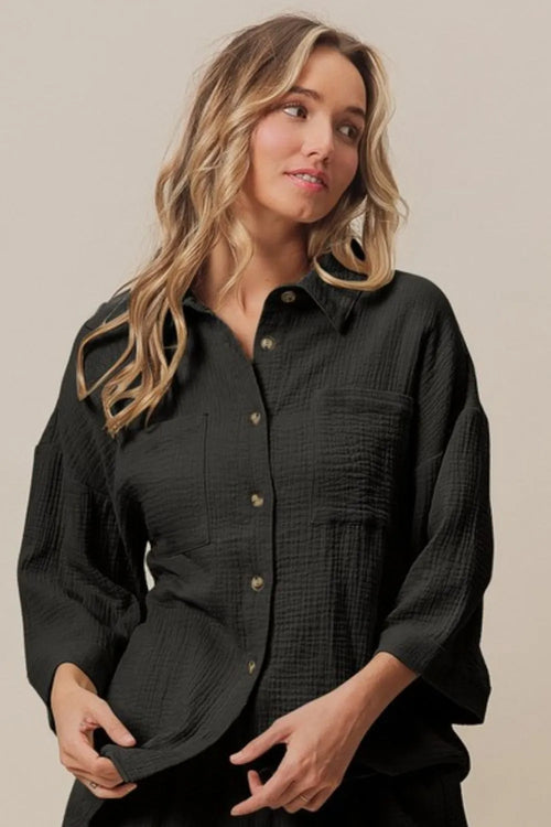 Hazel Blues® |  BiBi Crinkle Gauze Shirt and Short Set