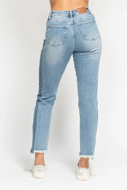 Hazel Blues® | Judy Blue Vintage Wash Side Panel Detail with Fray Hem Slim