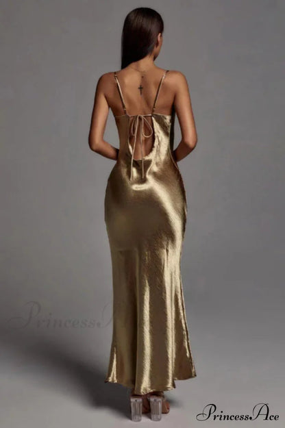 Emily Metallic Gold Maxi Dress