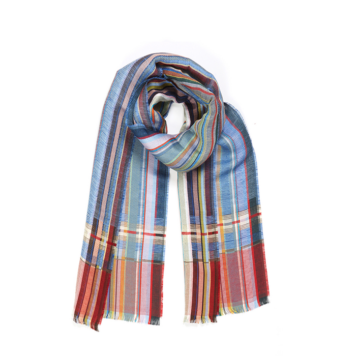 Eyck Silk Linen Blue Scarf