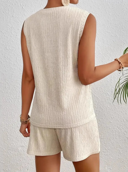 Hazel Blues® |  Round Neck Tank Top and Shorts Set
