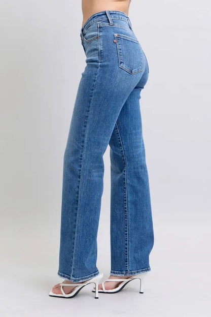 Hazel Blues® | Judy Blue High Waist V-Front Vintage Wash Straight Jeans