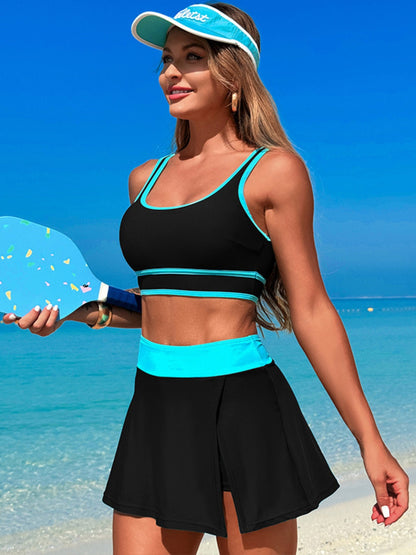 Hazel Blues® |  Scoop Neck Top and Skort Swim Set