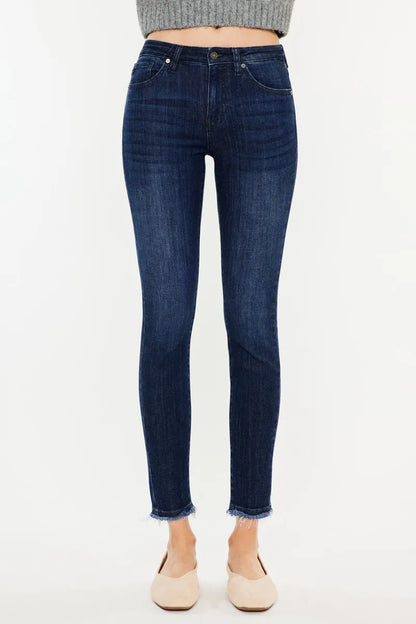 Hazel Blues® |  Kancan High-Rise Slim Fit Raw Hem Ankle Jeans