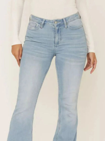 Hazel Blues® | Wash Flare Jeans with Pockets