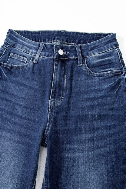 Hazel Blues® |  Mineral Wash Raw Hem High Waist Flared Jeans