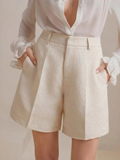 Hazel Blues® |  High-Waist Textured Shorts