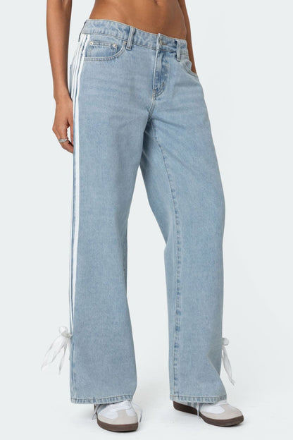 Hazel Blues® |  Side Striped Loose Fit Jeans