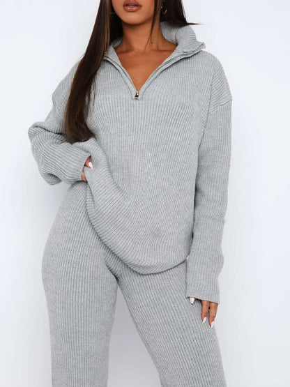 Hazel Blues® |  Quarter Zip Long Sleeve Top and Pants Set