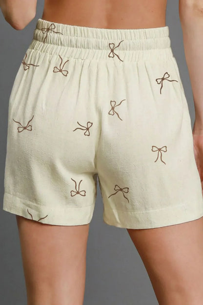 Hazel Blues® |  Bow Print Lace Drawstring Casual Shorts