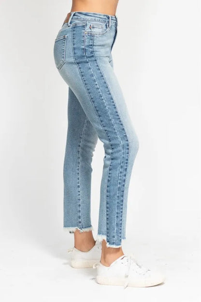 Hazel Blues® | Judy Blue Vintage Wash Side Panel Detail with Fray Hem Slim
