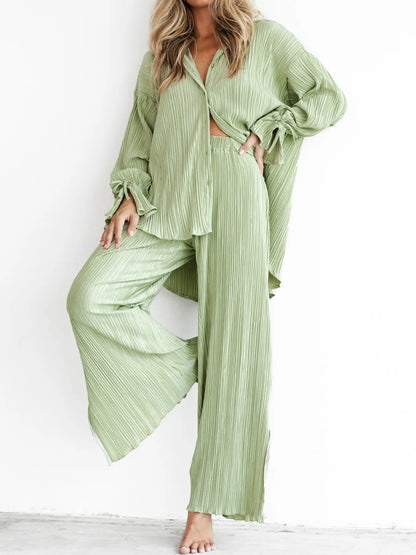 Hazel Blues® |  Button Up Long Sleeve Top and Pants Set