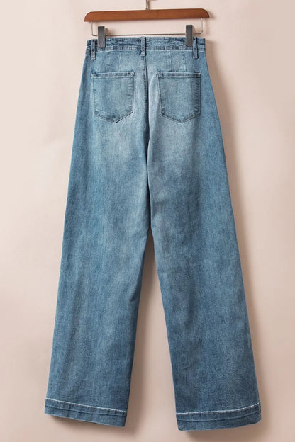 Hazel Blues® |  Button Fly High Waist Jeans