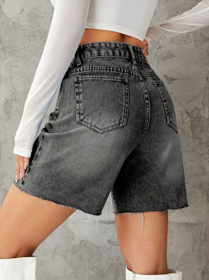 Hazel Blues® |  Frayed Hem Denim Shorts