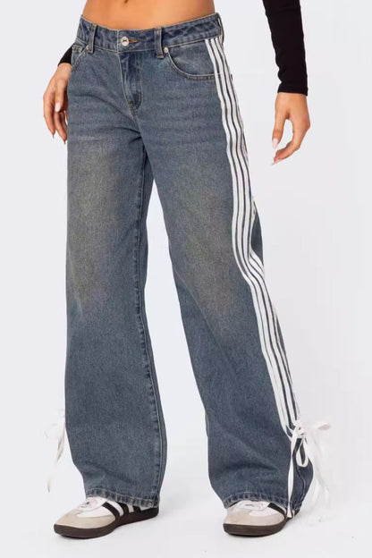 Hazel Blues® |  Side Striped Loose Fit Jeans