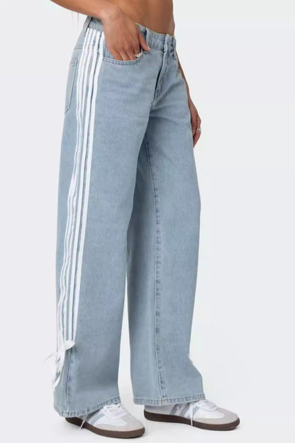 Hazel Blues® |  Side Striped Loose Fit Jeans