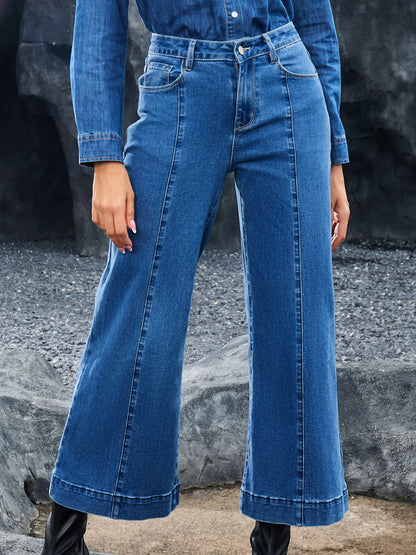 Hazel Blues® |  Seam Detail Flared Bottom Ankle Length Jeans