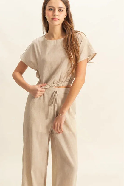 Hazel Blues® |  HYFVE Round Neck Short Sleeve Top and Pants Set