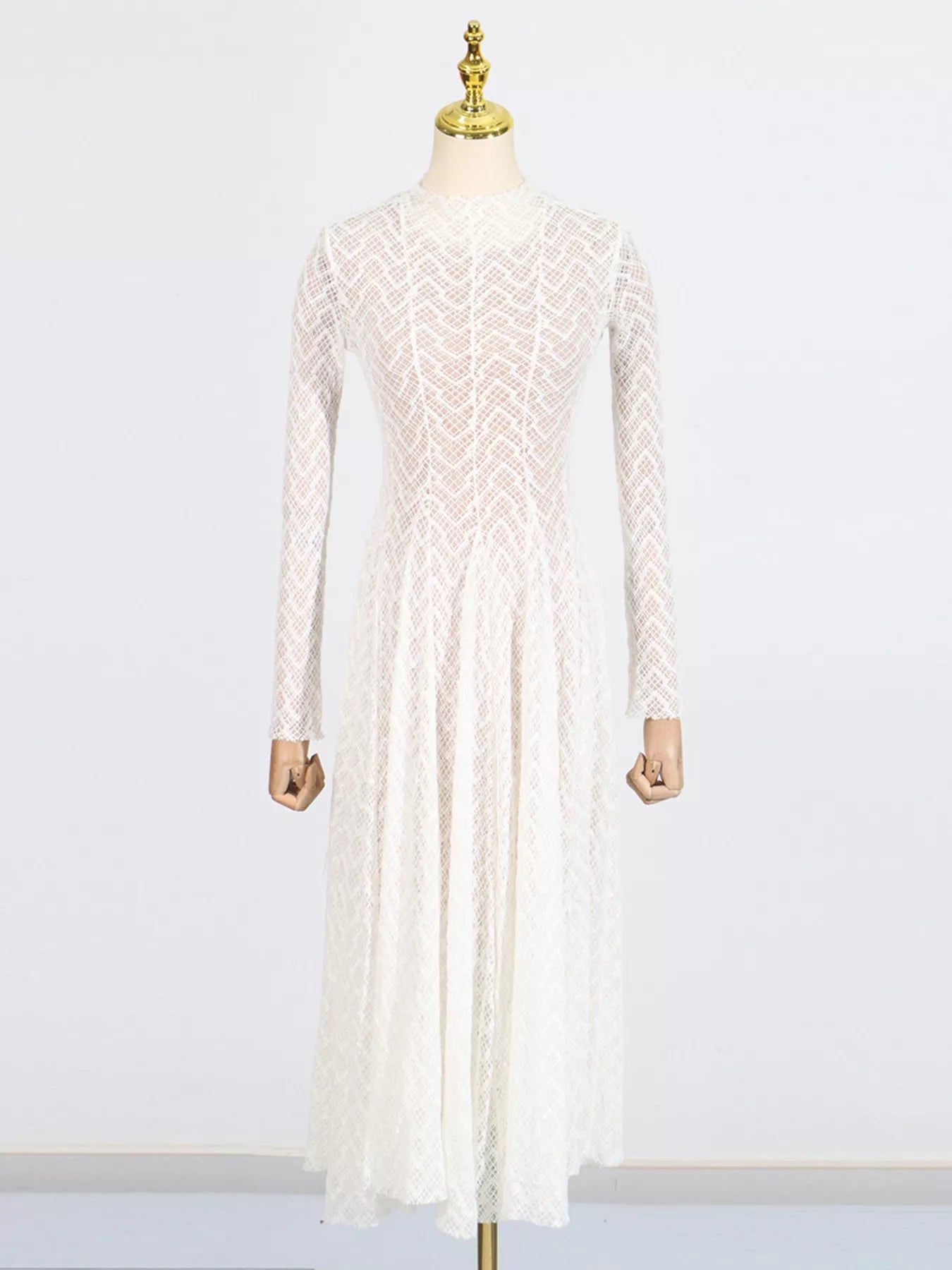 Hazel Blues® |  Lace Mock Neck Long Sleeve Maxi Dress