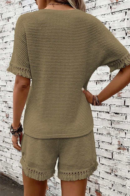 Hazel Blues® |  Tassel Round Neck Top and Shorts Set