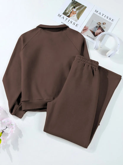 Hazel Blues® |  Collared Sweatshirt and High Waist Pants Active Set