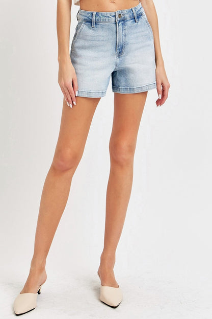 Hazel Blues® |  Risen High Rise Denim Shorts