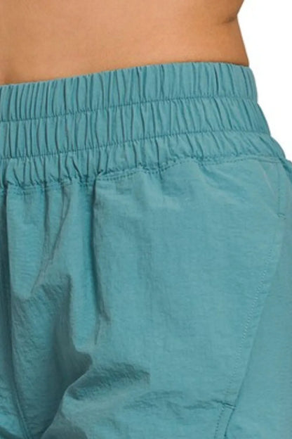 Hazel Blues® |  Zenana Windbreaker Smocked Waistband Running Shorts