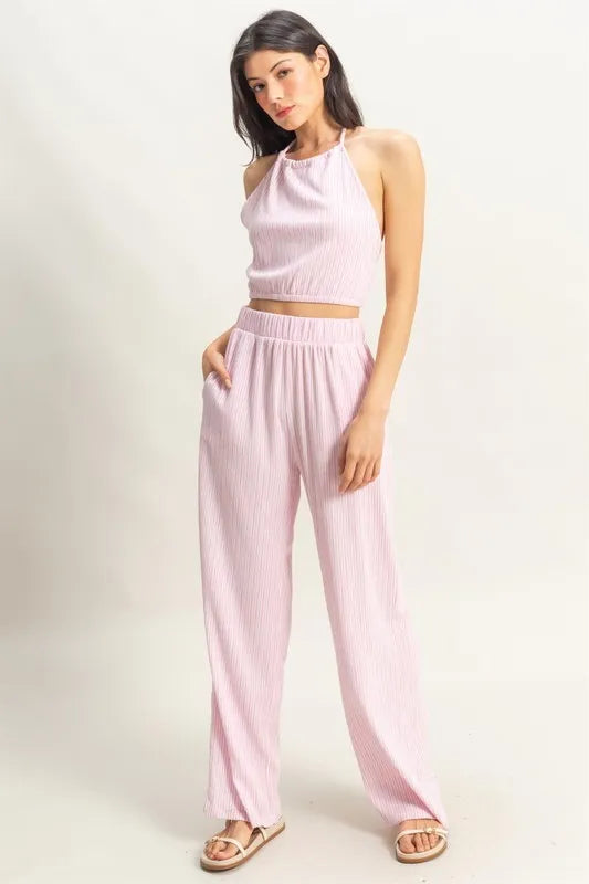 Hazel Blues® |  HYFVE Striped Halter Neck Top and Pants Set