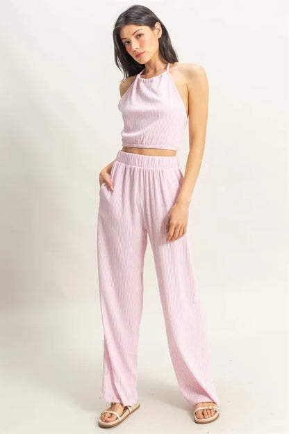 Hazel Blues® |  HYFVE Striped Halter Neck Top and Pants Set