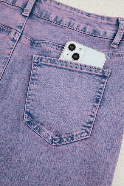 Hazel Blues® |  Washed Raw Hem Cropped Jeans