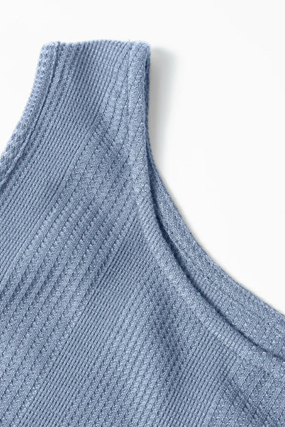 Hazel Blues® |  Color Ribbed Ruffle Tank Top and Pants Set