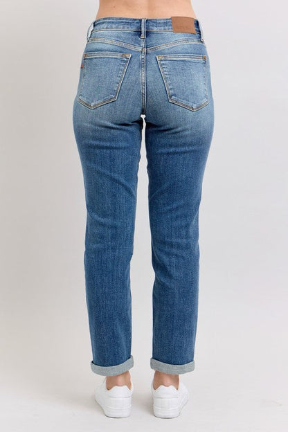 Hazel Blues® | Judy Blue Mid Rise Skinny Cuff Jeans with Pockets