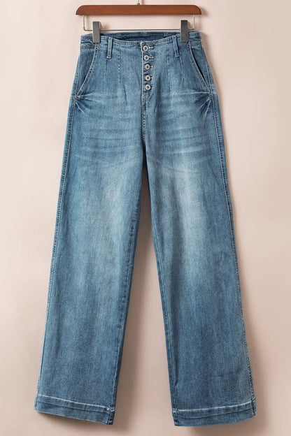 Hazel Blues® |  Button Fly High Waist Jeans