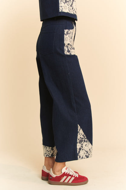 Hazel Blues® |  Davi & Dani Lace Applique Wide Leg Jeans
