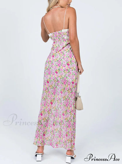Floral Lace Trim Trendy Checkered Cropped Floral Dress
