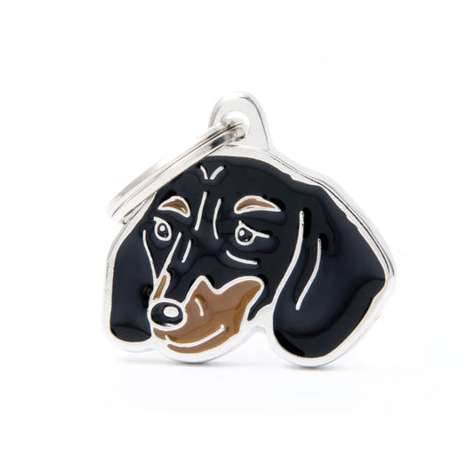 Friends Black and Tan Dachshund ID Tag - MyFamily - Dog.Dog.Cat.